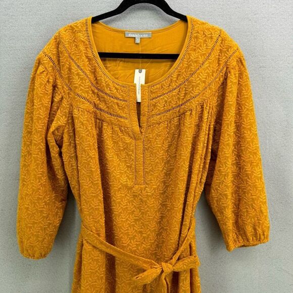 NWT Anthropologie Daniel Rainn Gold Yellow Embroidered Tunic Dress Size XL - Picture 4 of 11